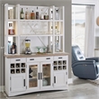 Pemberly Row Modern Wood Buffet with Open Display Hutch in White