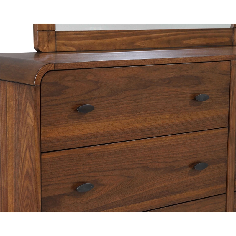 Pemberley Row Wood Dark Walnut Dresser with Mirror Rectangular 74.5