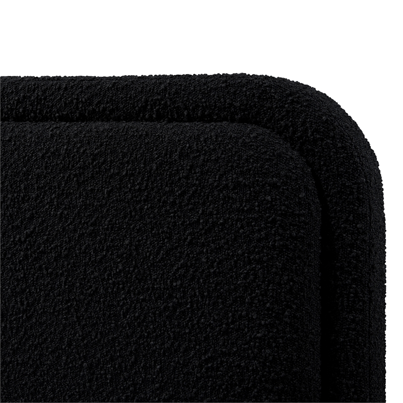 Pemberly Row Upholstered Platform King Bed in Black Boucle Fabric