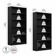 Pemberly Row Modern 5 Shelf Bookcase in Classic Black (Set of 2)