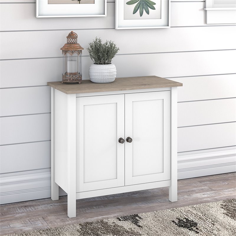 Pemberly Row Storage Cabinet with Doors in Shiplap Gray/White - Engineered Wood