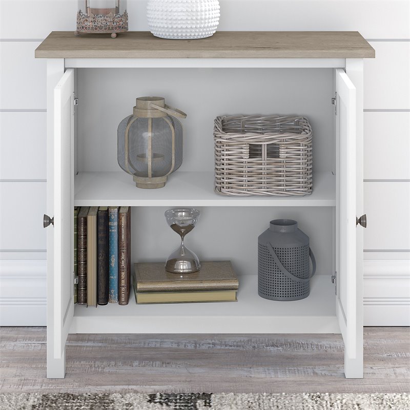Pemberly Row Storage Cabinet with Doors in Shiplap Gray/White - Engineered Wood
