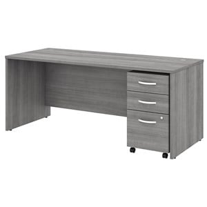 Pemberly Row 72W x 30D Office Desk with Mobile File in Gray - Engineered Wood