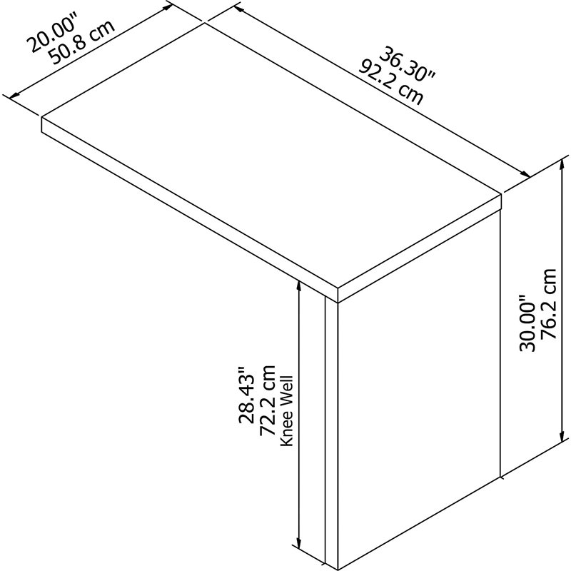 Pemberly Row Modern 36W Desk Return in Gray Sand - Engineered Wood