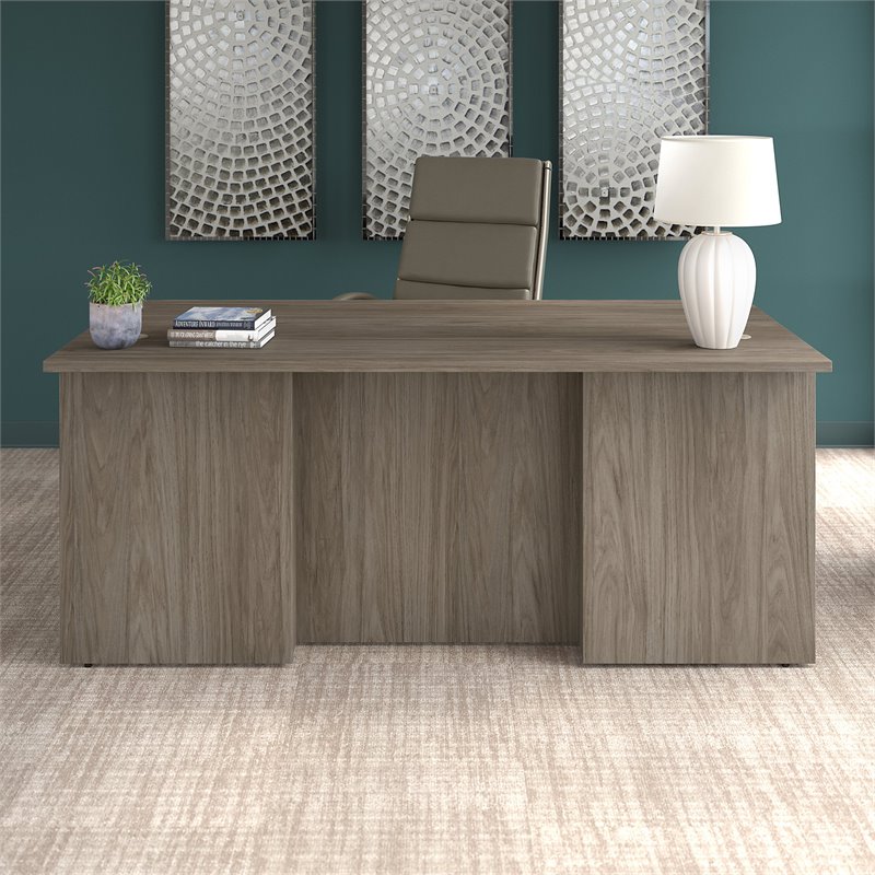 Pemberly Row 72W x 36D Executive Desk in Modern Hickory - Engineered Wood