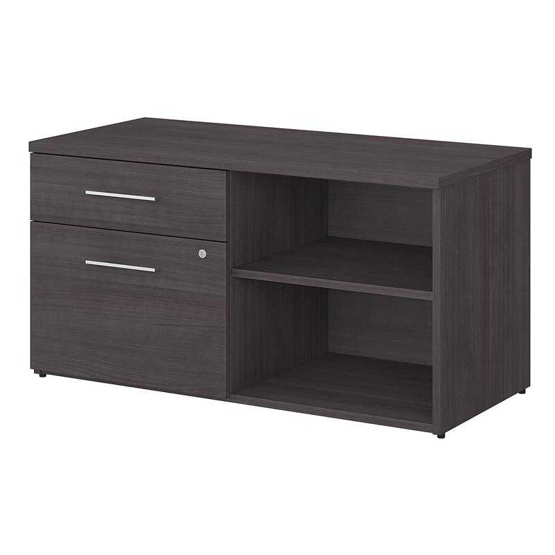 Pemberly Row Low Storage Cabinet with Drawers in Storm Gray - Engineered Wood