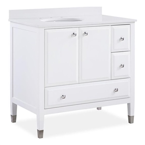 Pemberly Row Modern 36 Inch Bathroom Vanity with Sink in White