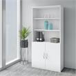 Pemberly Row 5 Shelf Bookcase with Doors in Pure White - Engineered Wood
