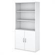 Pemberly Row 5 Shelf Bookcase with Doors in Pure White - Engineered Wood