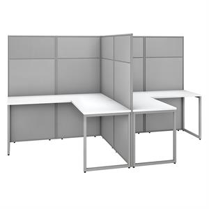 Pemberly Row 2 Person L Shaped Desk with 66H Panels in White - Engineered Wood