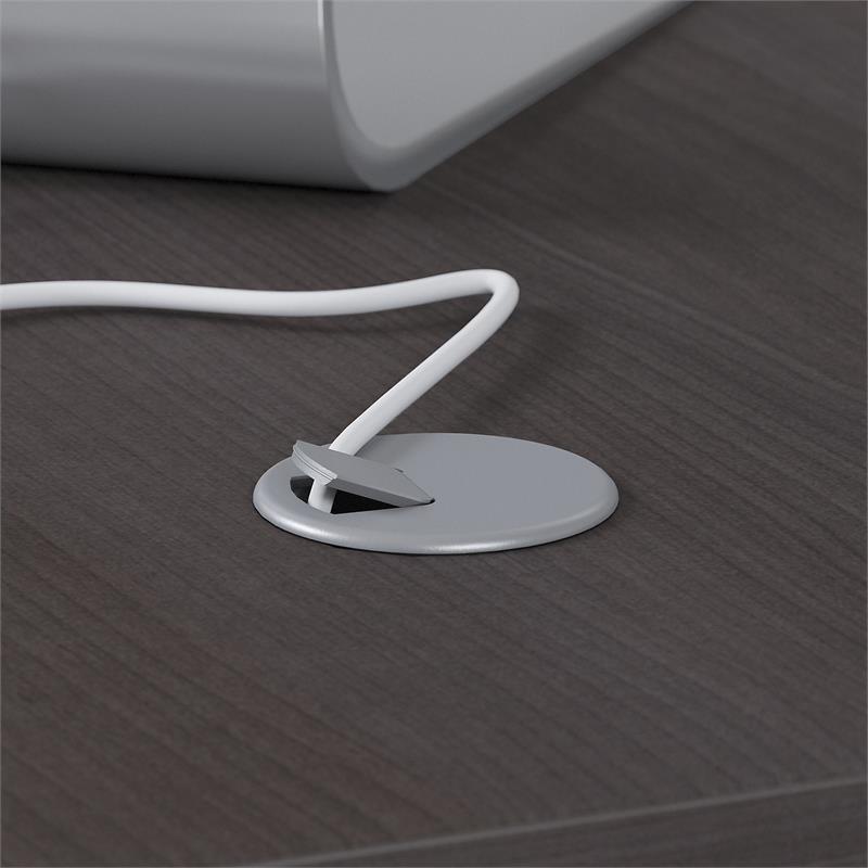 Pemberly Row Engineered Wood 60W x 30D L Shaped Desk w/ 42W Return - Storm Gray