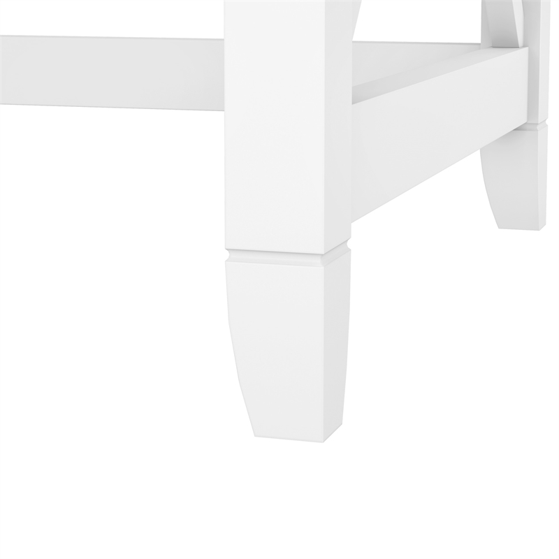 Pemberly Row 60W L Shaped Desk in Pure White and Shiplap Gray - Engineered Wood