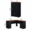Pemberly Row Engineered Wood L Shaped Desk with Storage Cabinet - Antique Black