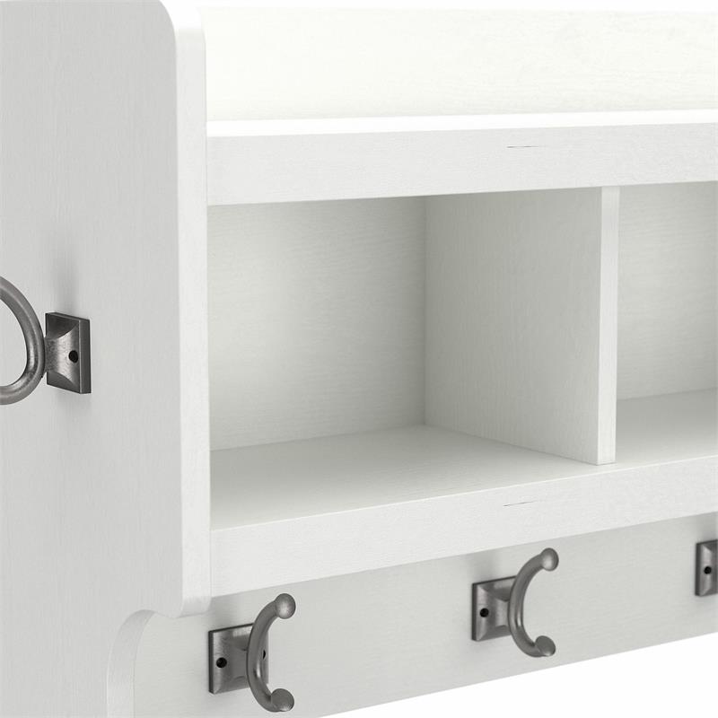 Pemberly Row 40W Wall Mounted Coat Rack in White Ash - Engineered Wood