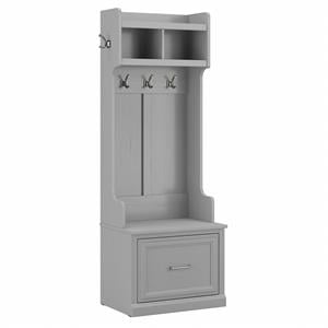 Pemberly Row Wood 24W Hall Tree & Shoe Bench w/ Drawer - Cape Cod Gray