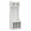 Pemberly Row 24W Hall Tree & Shoe Bench w/ Shelves - White Ash - Engineered Wood