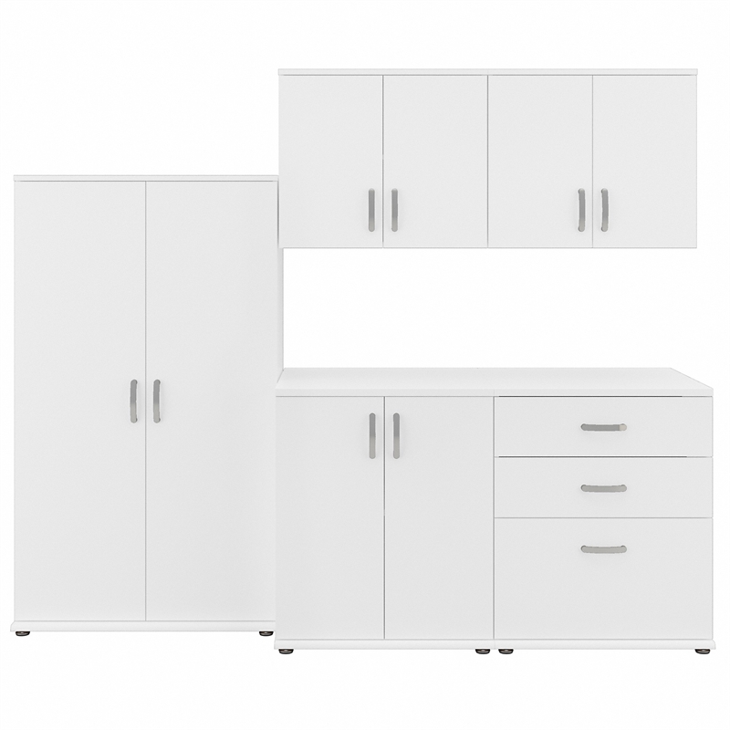 Pemberly Row 92W 5 Piece Modular Storage Set in White - Engineered Wood
