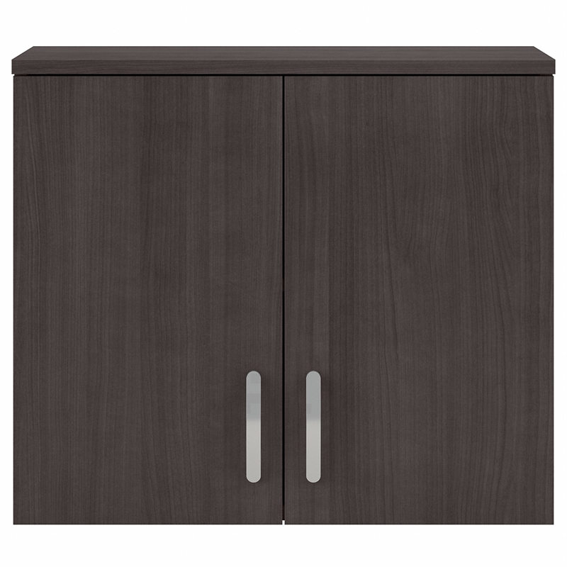 Pemberly Row Wall Cabinet with Doors and Shelves in Storm Gray - Engineered Wood