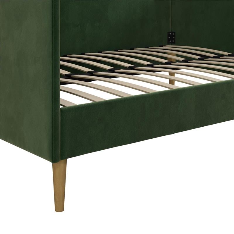 Pemberly Row Mid Century Upholstered Daybed Full Size in Green Velvet