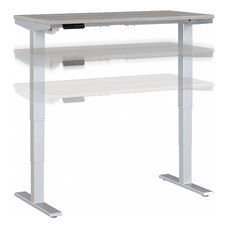 Pemberly Row 48W x 24D Adjustable Desk in Platinum Gray - Engineered Wood