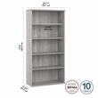 Pemberly Row Tall 5 Shelf Bookcase in Platinum Gray - Engineered Wood