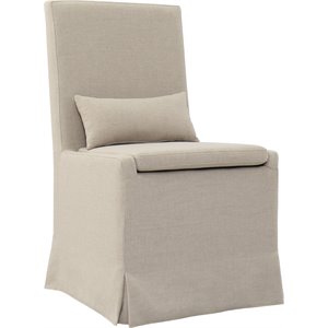 Pemberly Row Modern Beach Wood Dining Chair in Brushed Linen White