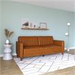 Pemberly Row Tufted Futon and Upholstered Sofa Sleeper Bed in Camel Faux Leather