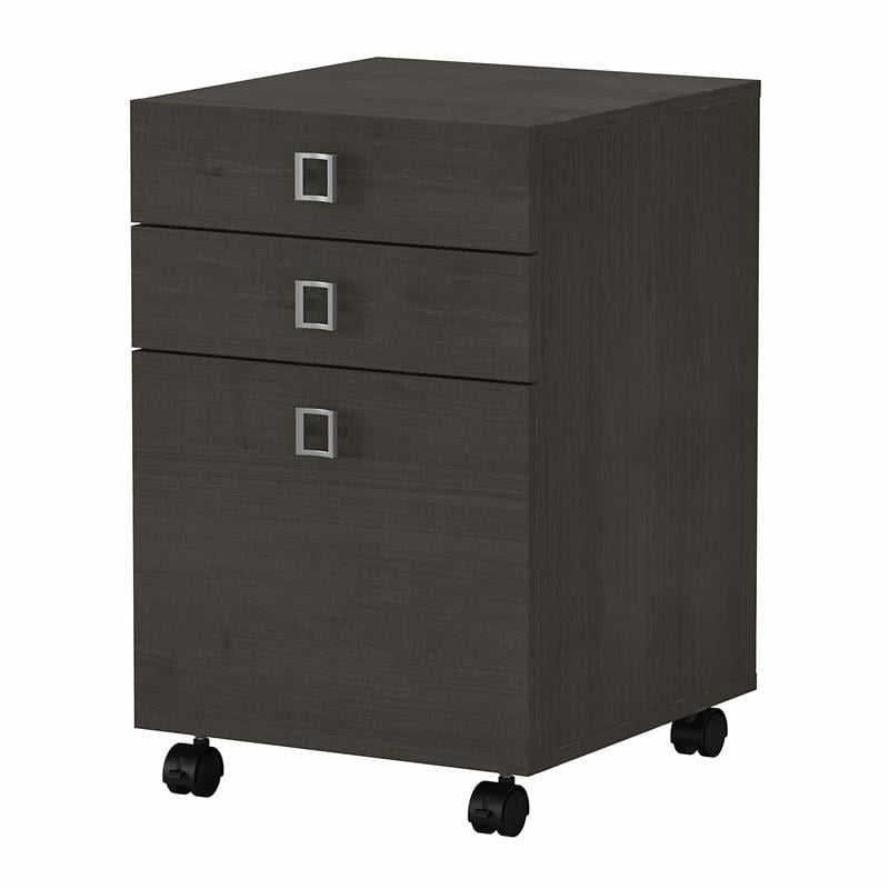 Pemberly Row 3 Drawer Mobile File Cabinet in Charcoal Maple - Engineered Wood