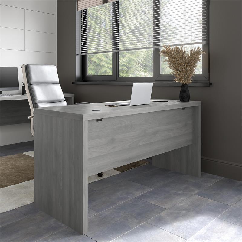 Pemberly Row 60W Credenza Desk in Modern Gray - Engineered Wood