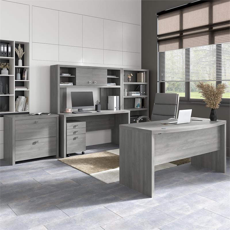 Pemberly Row 60W Credenza Desk in Modern Gray - Engineered Wood