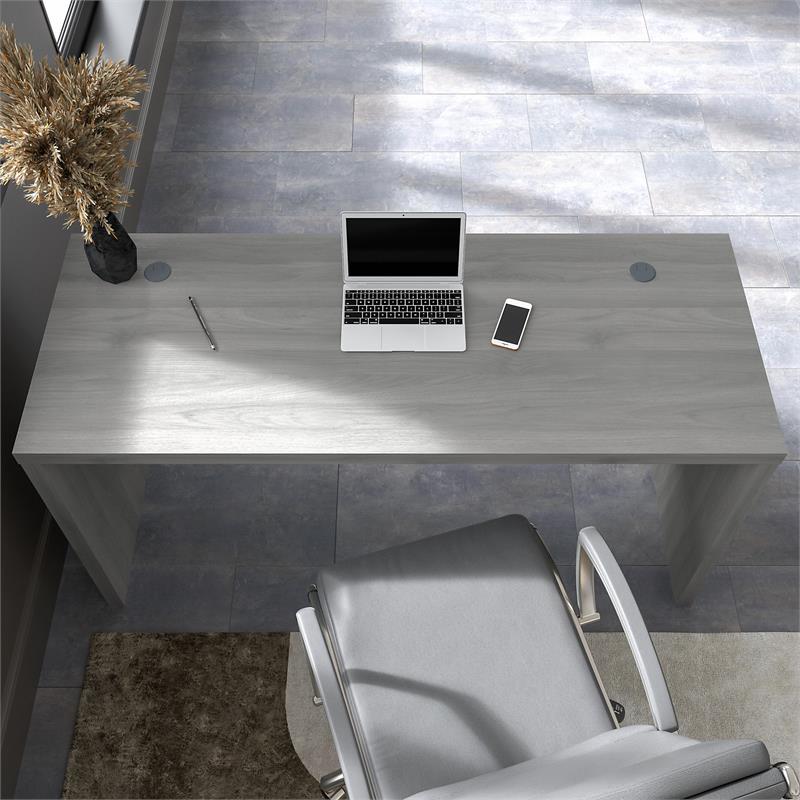 Pemberly Row 60W Credenza Desk in Modern Gray - Engineered Wood