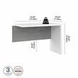Pemberly Row 42W Desk Return/Bridge in Pure White and Gray - Engineered Wood