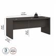 Pemberly Row 72W Bow Front Desk in Charcoal Maple - Engineered Wood
