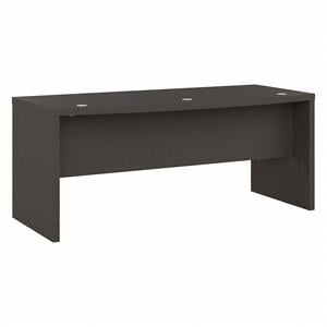 Pemberly Row 72W Bow Front Desk in Charcoal Maple - Engineered Wood