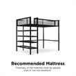 Pemberly Row Modern Storage Loft bed with Bookcase in Black Metal