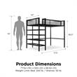 Pemberly Row Modern Storage Loft bed with Bookcase in Black Metal