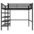 Pemberly Row Modern Storage Loft bed with Bookcase in Black Metal
