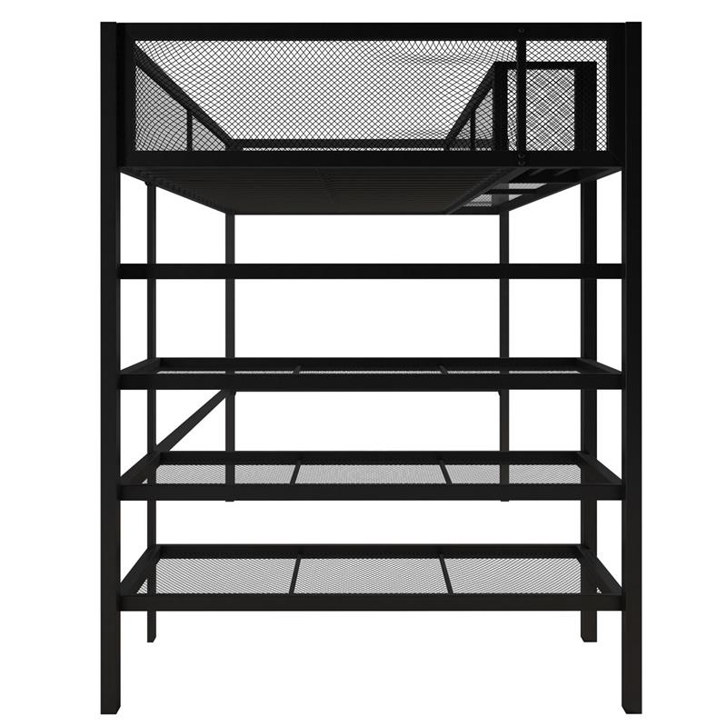 Pemberly Row Modern Storage Loft bed with Bookcase in Black Metal