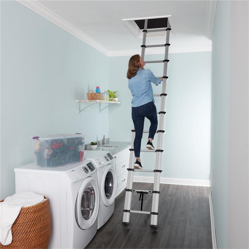 Pemberly Row 16-ft Telescoping Ladder with Ergonomic Grips and Top Cap