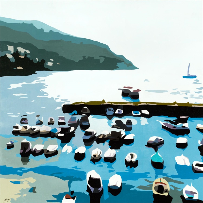 Pemberly Row 84x84 Boats Fine Art Giant Canvas Print in Multi-Color