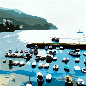 Pemberly Row 84x84 Boats Fine Art Giant Canvas Print in Multi-Color