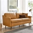 Pemberley Row Genuine Leather Tan Sofa Rectangular Spring Coil Support 70.5