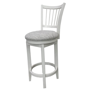 Pemberley Row Wood White Swivel Barstool Classic Spindle Back Memory Mechanism 46&quot