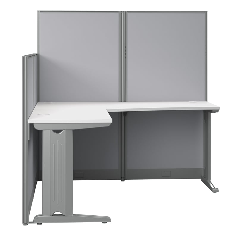 Pemberley Row Engineered Wood Pure White L Shaped Desk Laminated Cable Management 65W Unassembled