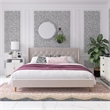 Pemberly Row Tufted Upholstered King Bed Frame in Ivory Velvet