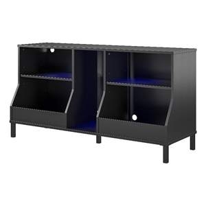 Pemberly Row Youth Gaming TV Stand w/ ARGB LED Lights in Black