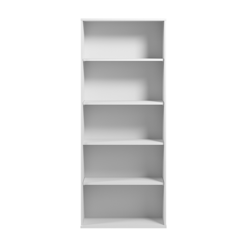Pemberly Row Tall 5 Shelf Bookcase in White - Engineered Wood