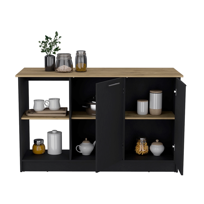 Pemberly Row Modern Engineered Wood Kitchen Island in Multi-Color