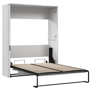 Pemberly Row 61&quot Modern Engineered Wood Full Murphy Bedroom Sets - White