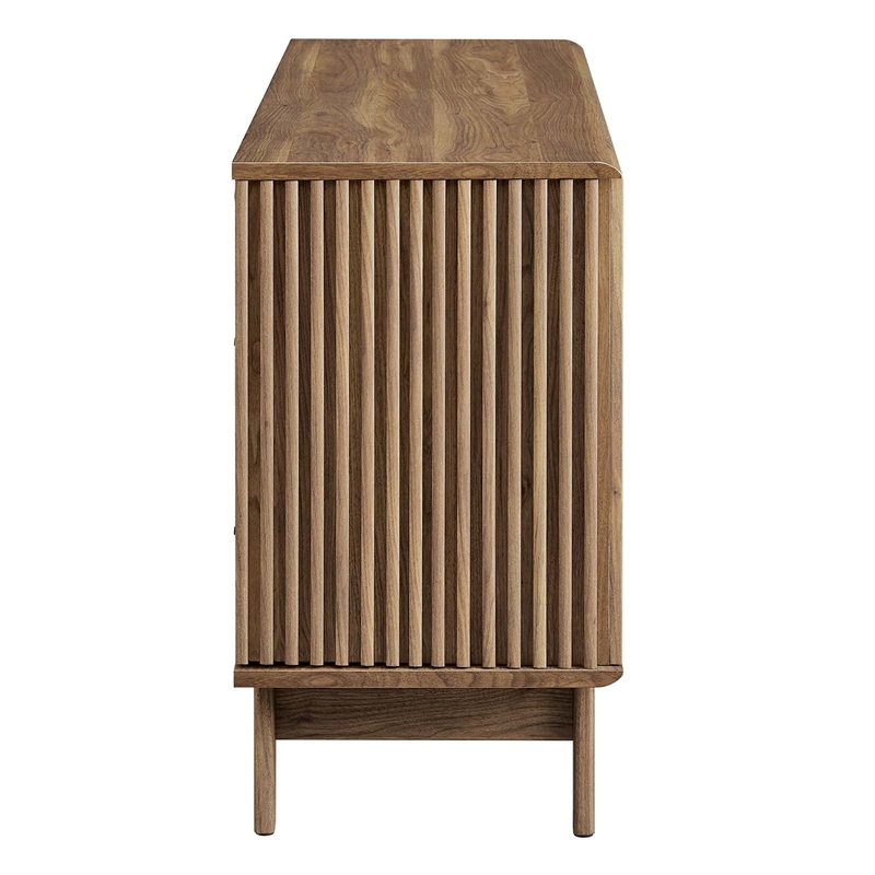 Pemberly Row Modern Wood Sideboard with Sliding Doors in Walnut